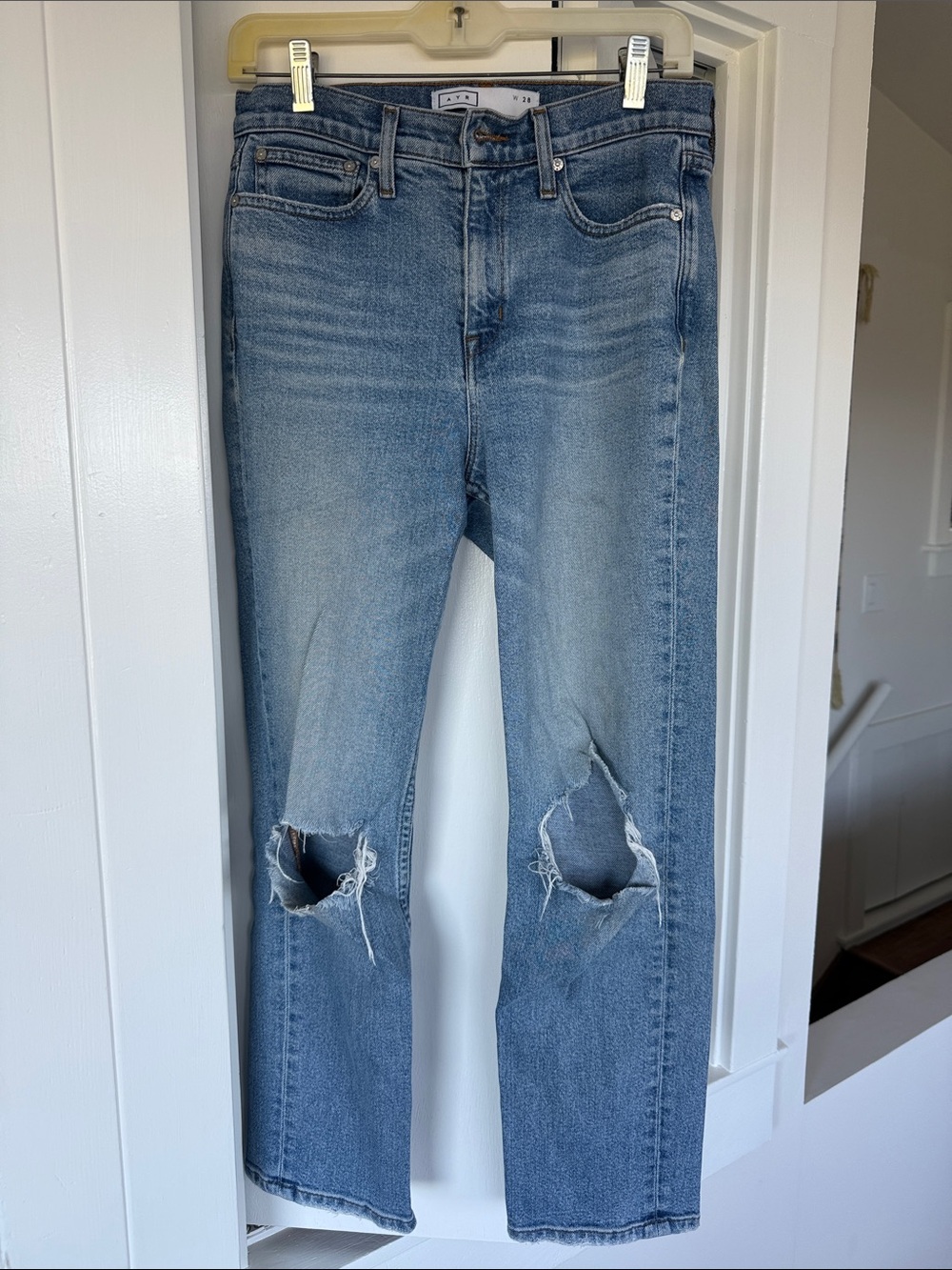 AYR Light Blue Distressed Straight-Leg Yes Yes Yes Jeans